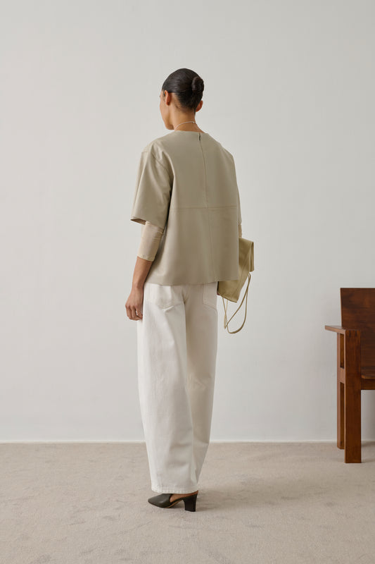 Blouse Frieda - Mastic - Cuir - Femme