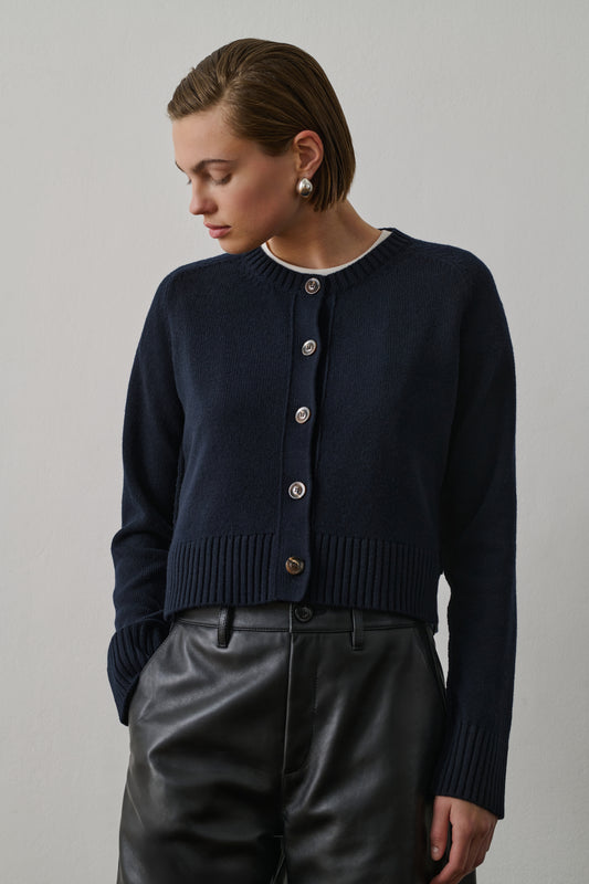 Cardigan Virginia - Navy - Laine - Femme